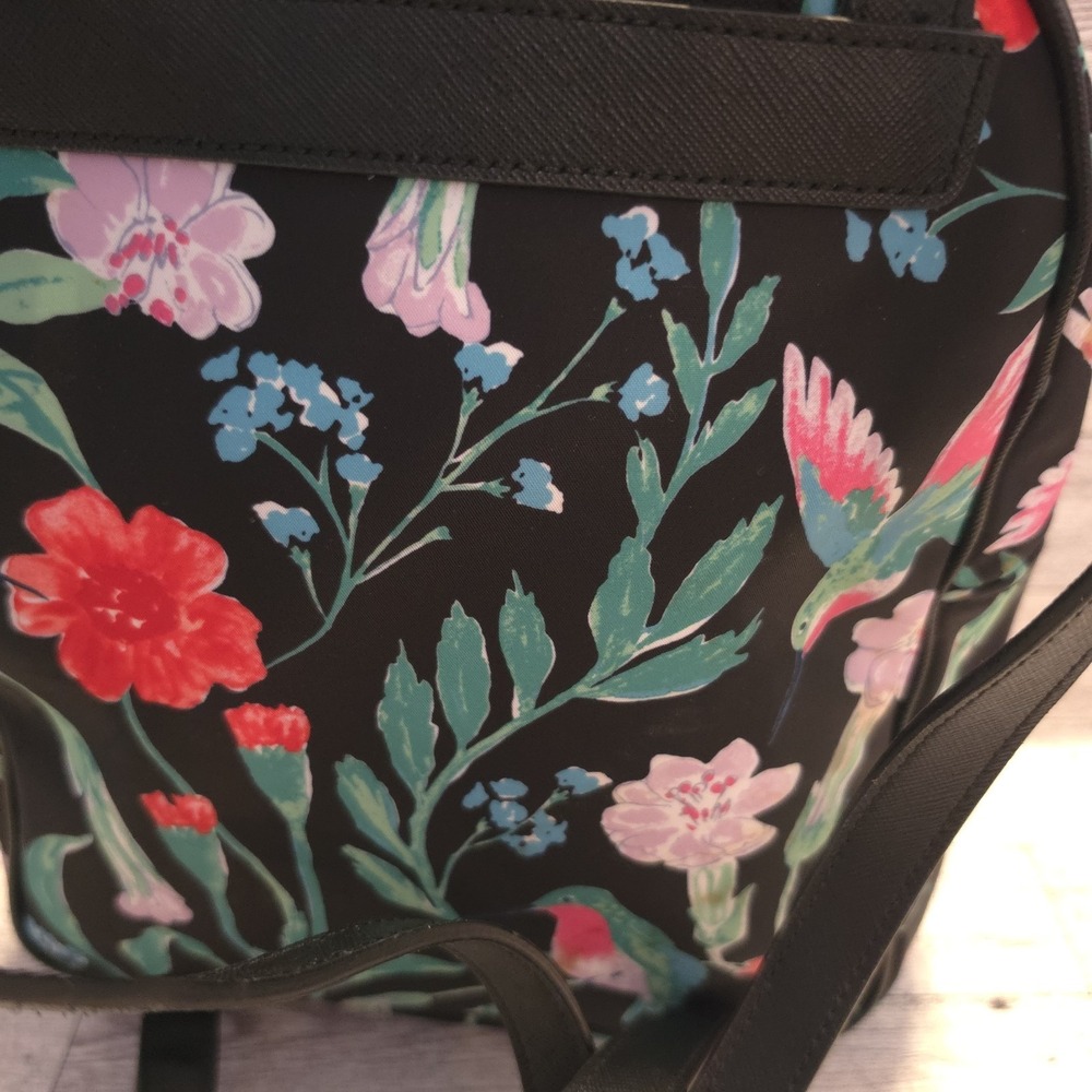 Kate Spade Small Backpack Purse Hummingbird Black Floral - Picture 4 of 12